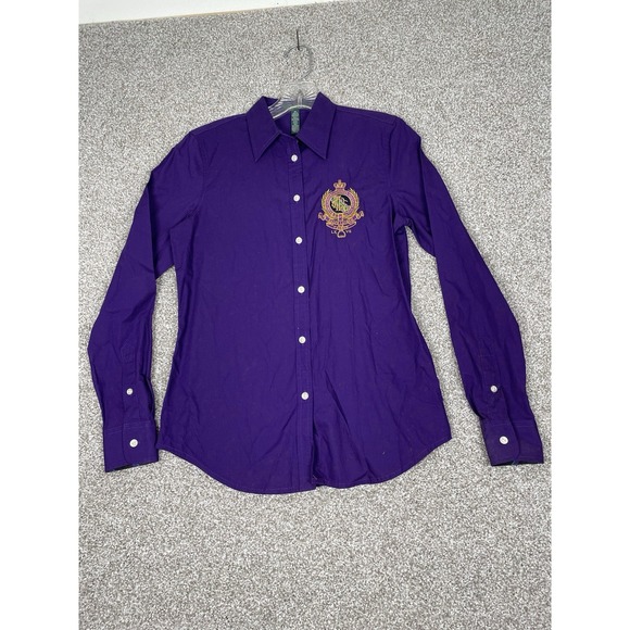 Lauren Jeans‎ Co. Equestrian Crest Logo Purple Shirt Size XS Ralph Lauren - Picture 1 of 10